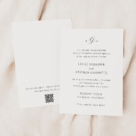 Timeless Black and White QR Code Elegant Wedding 招待状