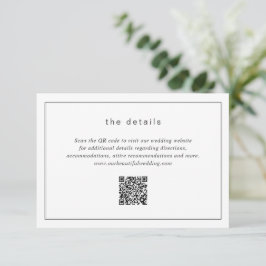 Timeless Black and White QR Code Modern Wedding エンクロージャーカード