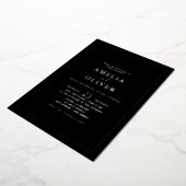 TIMELESS Black & Silver Minimalist Wedding Design 箔招待状 (回転した状態)