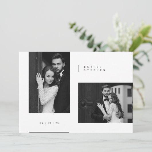 Timeless Black Tie Photo Wedding 招待状 (スタンド正面)