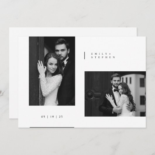 Timeless Black Tie Photo Wedding 招待状 (正面/裏面)