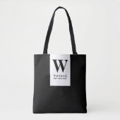 Timeless Black Wedding Monogram | Minimalist Desig トートバッグ (正面)