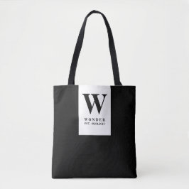 Timeless Black Wedding Monogram | Minimalist Desig トートバッグ