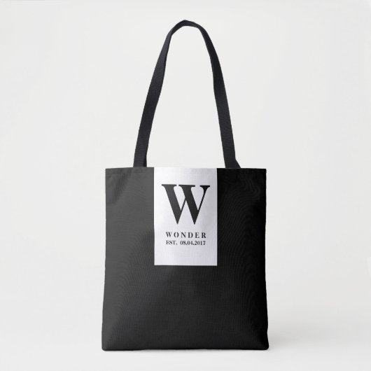 Timeless Black Wedding Monogram | Minimalist Desig トートバッグ (正面)