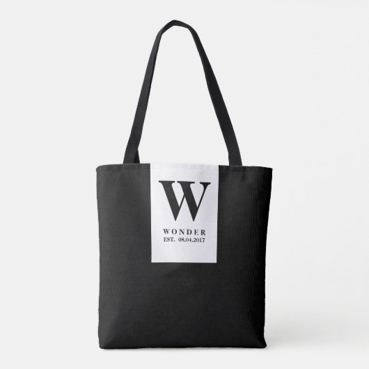 Timeless Black Wedding Monogram | Minimalist Desig トートバッグ (裏面)