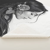 Timeless black white dramatic floral hair design シェルパブランケット (3/4)