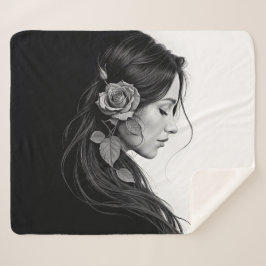 Timeless black white dramatic floral hair design シェルパブランケット