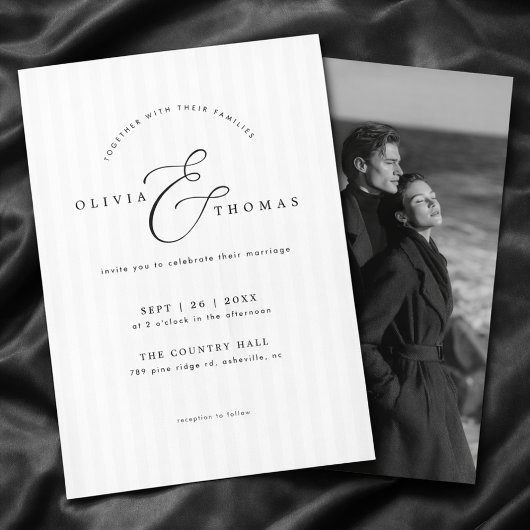 Timeless Black White Photo Wedding Invitation 招待状
