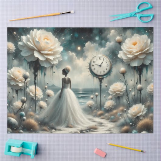 Timeless Bloom Bride Surreal Fantasy Decoupage  薄葉紙 (クラフト)