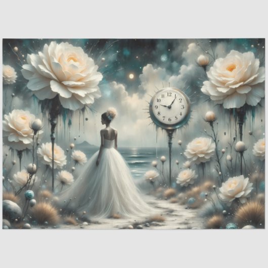 Timeless Bloom Bride Surreal Fantasy Decoupage  薄葉紙 (正面)