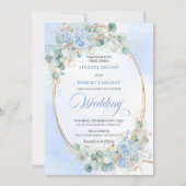 Timeless Blue Hydrangea Eucalyptus Wedding Invite 招待状 (正面)