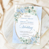 Timeless Blue Hydrangea Eucalyptus Wedding Invite 招待状