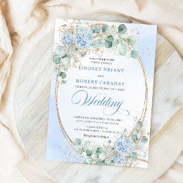 Timeless Blue Hydrangea Eucalyptus Wedding Invite 招待状