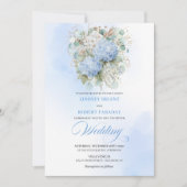 Timeless Blue Hydrangea Gold Floral Wedding Invite 招待状 (正面)