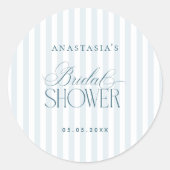 Timeless Blue Stripes Bridal Shower ラウンドシール (正面)
