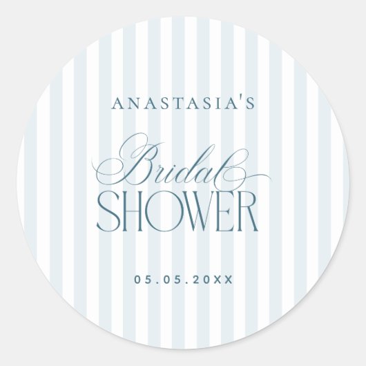 Timeless Blue Stripes Bridal Shower ラウンドシール (正面)