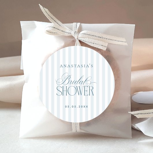 Timeless Blue Stripes Bridal Shower ラウンドシール