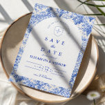 Timeless Blue White Porcelain Wedding セーブザデート<br><div class="desc">An elegant blue and white chinoiserie design inspired by classic Delft porcelain patterns. The intricate floral border surrounds a clean central panel, creating a refined and timeless look for sophisticated wedding celebrations. Delicate European toile-style artwork combined with crisp navy typography gives the design a heritage aesthetic reminiscent of fine porcelain...</div>