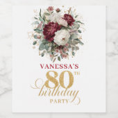 Timeless Blush Burgundy 80歳の誕生日ワインラベル ワインラベル (シングルラベル)