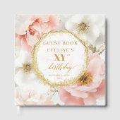 Timeless Blush Gold Watercolor Birthday Guest Book ゲストブック (正面)