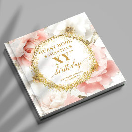 Timeless Blush Gold Watercolor Birthday Guest Book ゲストブック