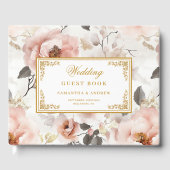 Timeless Blush Gold Watercolor Wedding Guest Book ゲストブック (正面)
