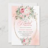 Timeless Blush Pink Roses Bridal Shower Invitation 招待状 (正面)