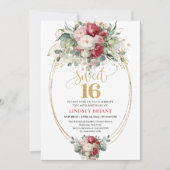 Timeless Blush White Greenery Sweet 16 バースデー 招待状 (正面)