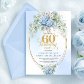 Timeless Bohemian Light Blue Floral 60th Birthday 招待状
