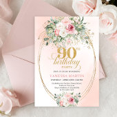 Timeless Boho Blush Rose Boho 90th Birthday Party 招待状