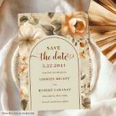 Timeless Boho Copper Beige Floral Save The Date 招待状