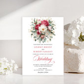 Timeless Boho Crimson Red Blush Gold Wedding Invit 招待状