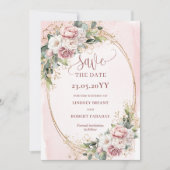 Timeless Boho Rose Gold Greenery Save The Date セーブザデート (正面)