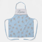 Timeless Botanical Bloom Blue Monogram Apron エプロン (正面)
