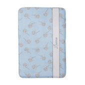 Timeless Botanical Bloom Soft Blue Monogram  バスマット (正面縦)