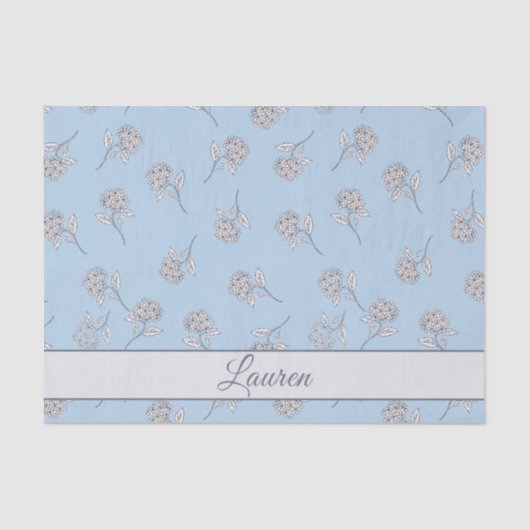 Timeless Botanical Bloom Soft Blue Monogram 薄葉紙 (正面)