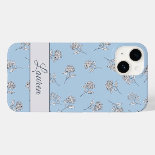 Timeless Botanical Bloom Soft Blue Monogram  Case-Mate iPhoneケース (裏面 (横))
