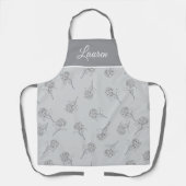 Timeless Botanical Bloom Soft Grey Monogram エプロン (正面)