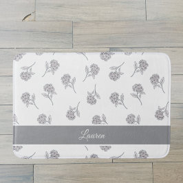 Timeless Botanical Bloom Soft Grey Monogram バスマット