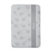 Timeless Botanical Bloom Soft Grey Monogram  バスマット (正面縦)