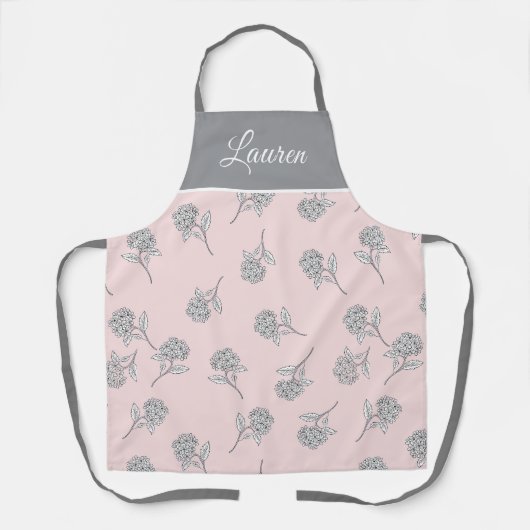 Timeless Botanical Bloom Soft Pink Monogram エプロン (正面)