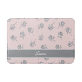 Timeless Botanical Bloom Soft Pink Monogram Bath バスマット