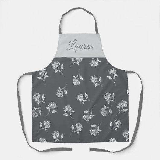 Timeless Botanical Bloom Warm Plum Monogram エプロン (正面)