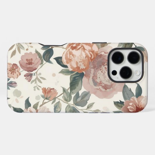 Timeless Botanical Blume – Watercolor Floral Motif iPhoneケース (裏面横)