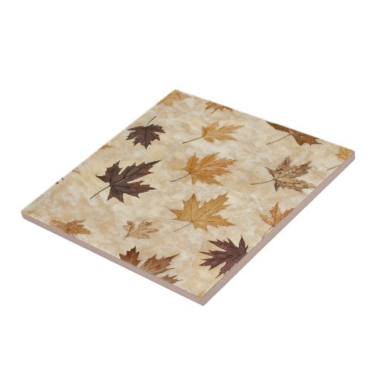 Timeless Botanical Harmony – Leaf in Warm Neutrals タイル (側面)