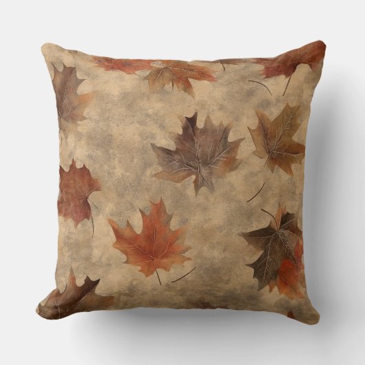 Timeless Botanical – Leaf in Warm Neutrals (2) クッション (正面)