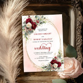 Timeless Burgundy Bohemian Floral Wedding Invite 招待状