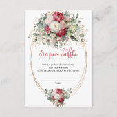 Timeless Burgundy Gold Floral Diaper Raffle エンクロージャーカード (正面)