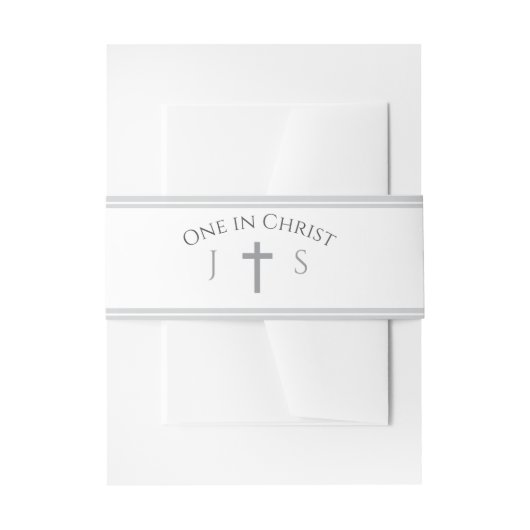 Timeless Catholic Monogrammed 招待状ベリーバンド (正面例)