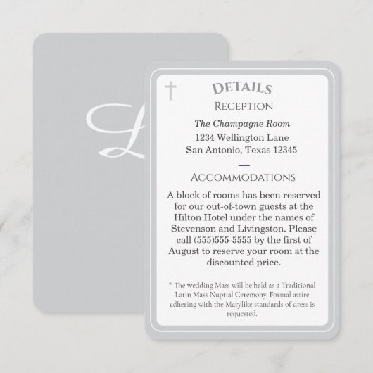 Timeless Catholic Monogrammed Enclosure Card エンクロージャーカード (正面/裏面)